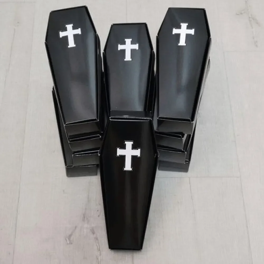 ⚰️12pcs Set Halloween Goth Coffin Casket Party Favor Treat Boxes Black Cardboard